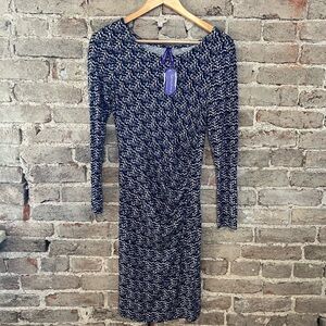 Seraphine Long Sleeve Dress in Navy and Cream
